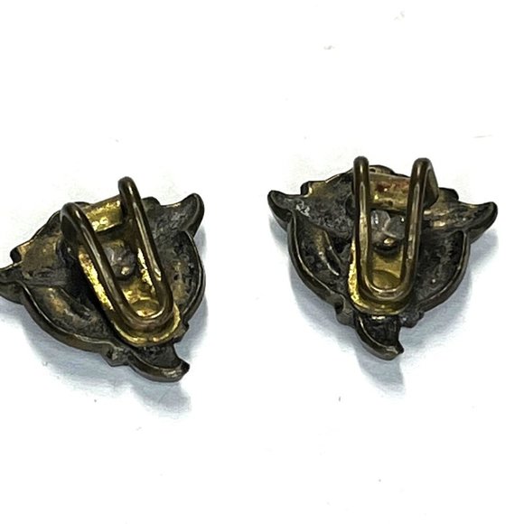 VTG 40's Art Nouveau Carved Floral Bow Earrings Fashion - Picture 3 of 5